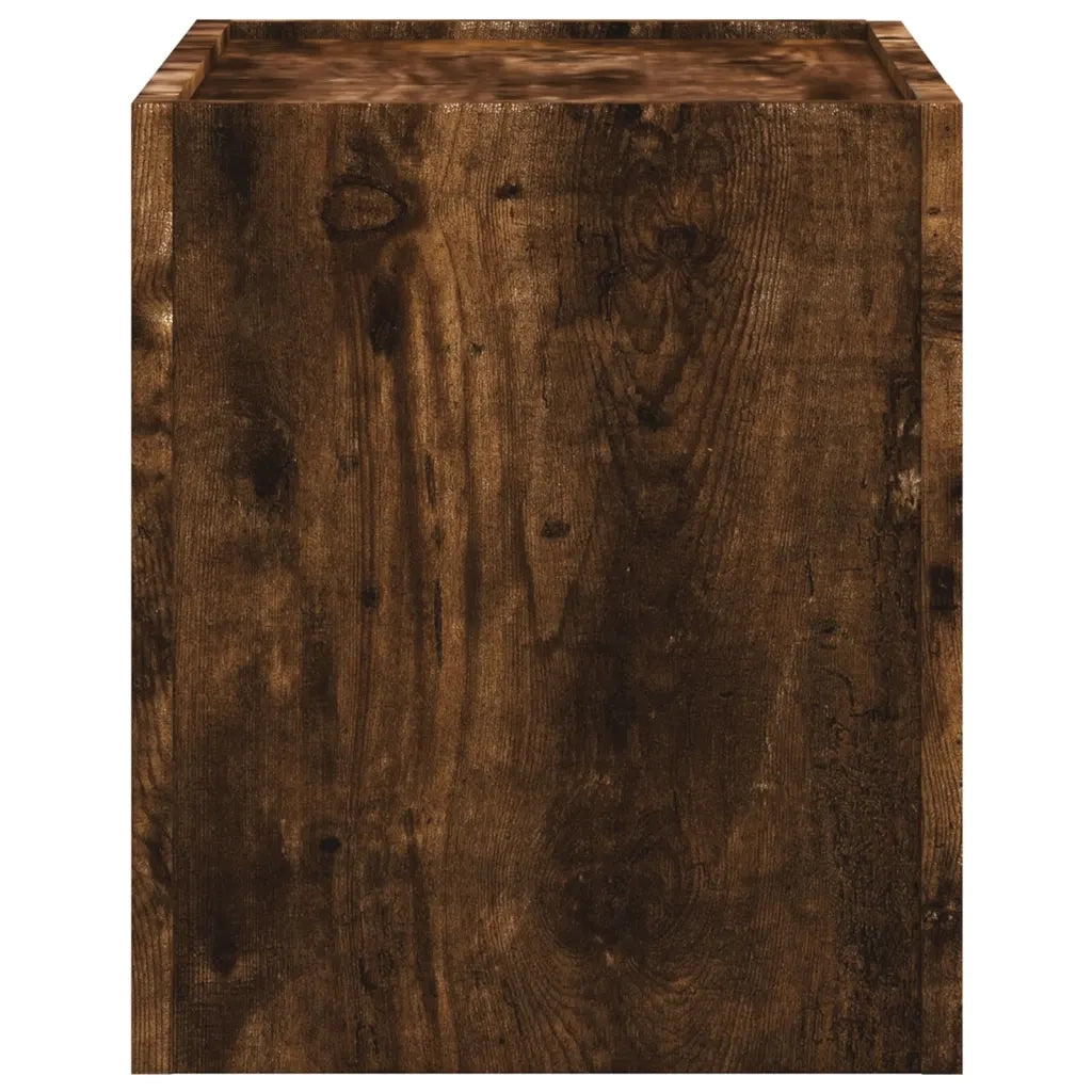 Set di 2 Comodini | Armadio da Notte | Mobiletto da notte a Muro Rovere Fumo 45x30x35 cm