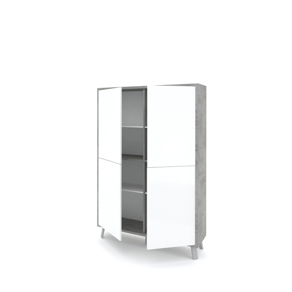 Credenza alta VELBRUK cemento/bianco lucido