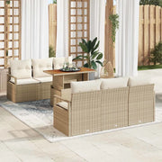 Set Divano da Giardino con cuscino 7 pcs beige e panna