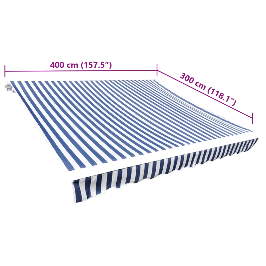 Tenda Parasole in Tela Blu e Bianco 4 x 3m (Telaio non Incluso)