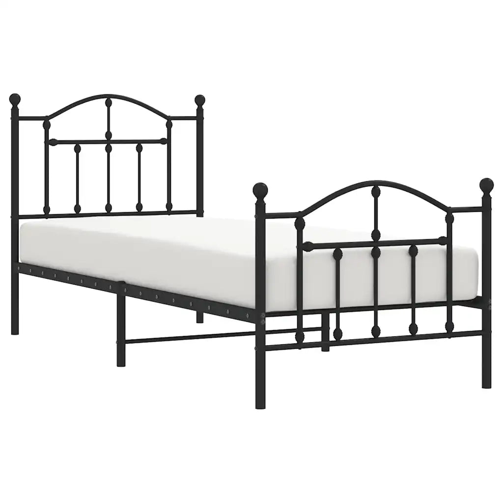Giroletto con Testiera e Pediera Metallo Nero 90x190 cm 353449