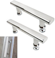 2 unità - Maniglia per doccia - Maniglie per porta doccia - maniglie per porta bagno - Forma piatta - 145 mm foro a foro - per porta doccia in vetro - Maniglia in acciaio inossidabile per porta doccia in vetro