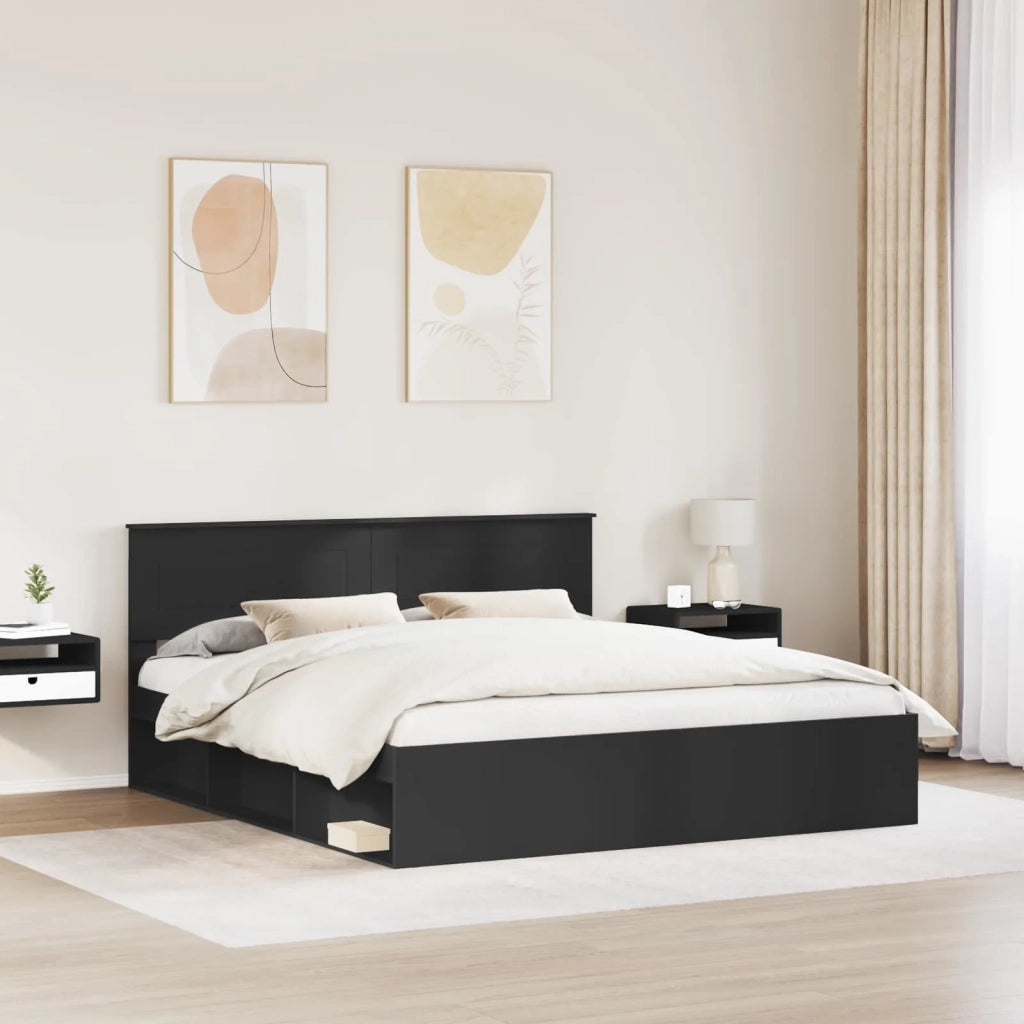 Struttura del letto Nero 180 x 200 cm Legno multistrato