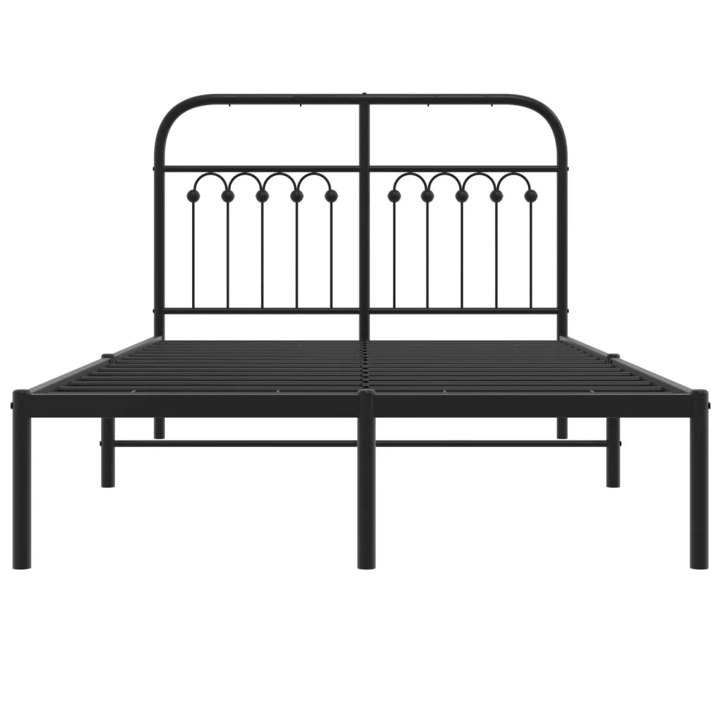 Giroletto con Testiera in Metallo Nero 120x200 cm