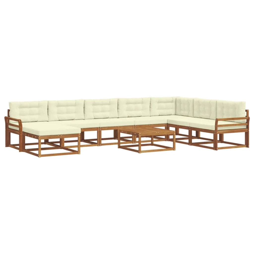Set di divani da esterno con cuscino 9 pcs Naturale e Crema 3368033