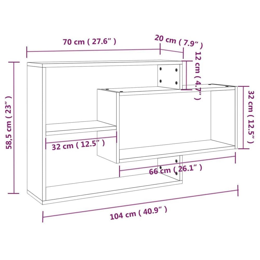Wall Shelf, Grey Sonoma, 104x20x58.5 Cm, Wood-based Material