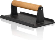 Pesi in ghisa per carni - 21 x 11 cm - 1 kg - Peso per griglia di burger con maniglia in legno accessori barbecue