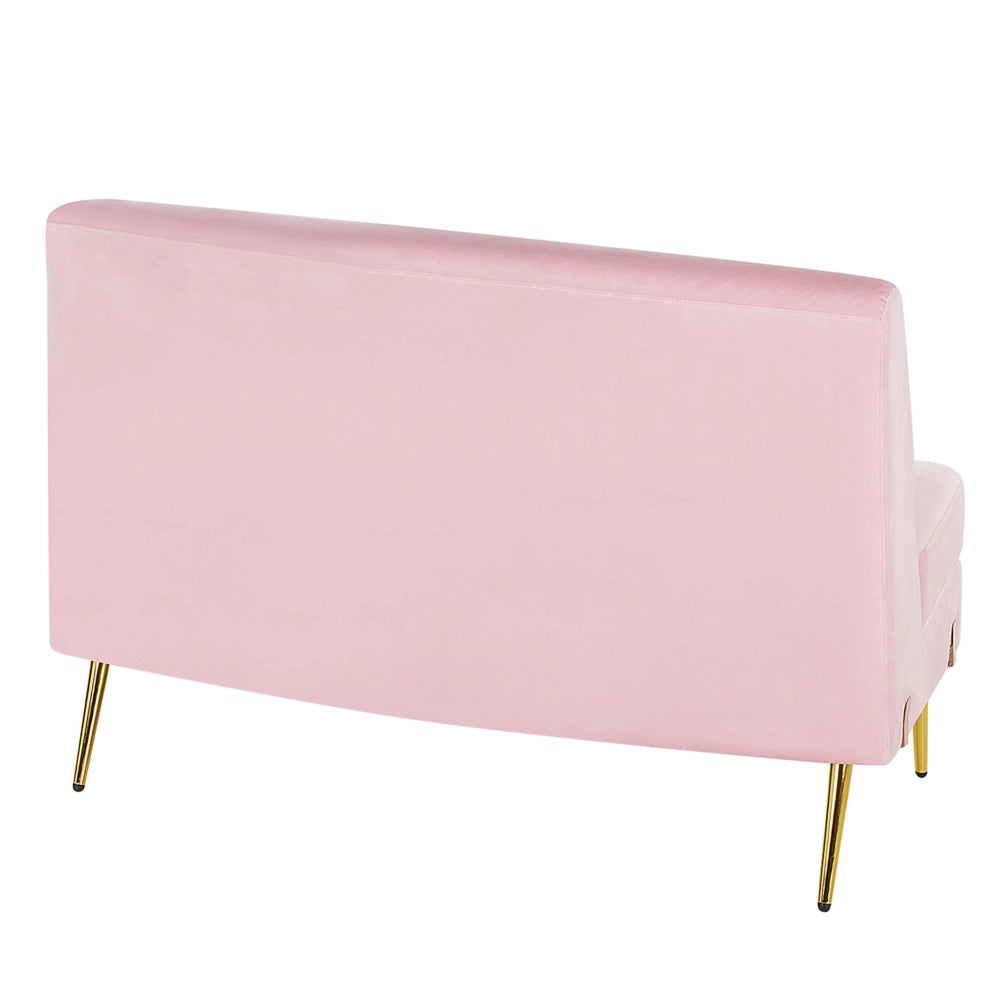 Divano 4 posti in velluto rosa seduta posteriore gambe in metallo dorato retro