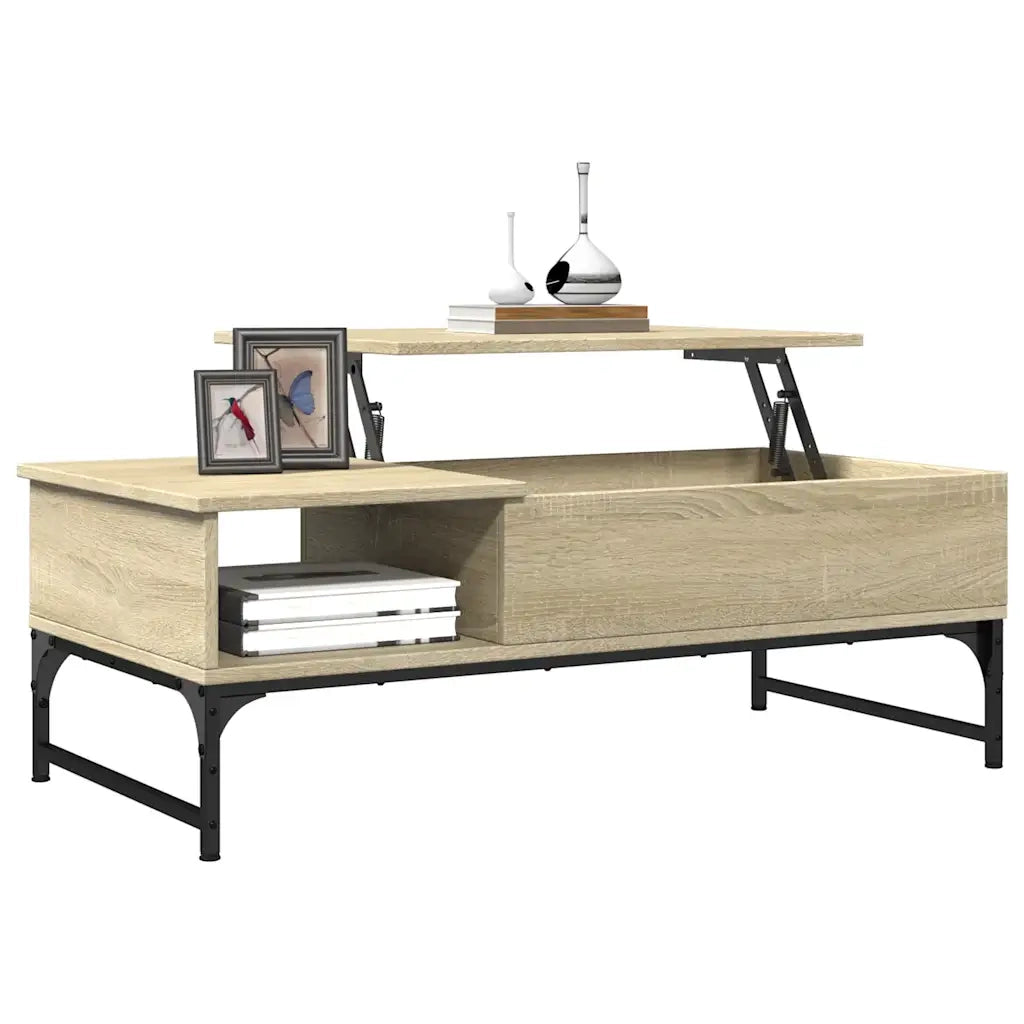 Tavolino Salotto Rovere Sonoma 100x50x35 cm Multistrato Metallo 845392