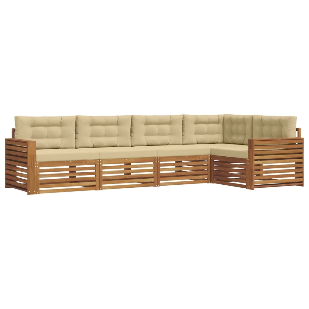 Set di divani da esterno con cuscino 5 pcs Naturale e Beige