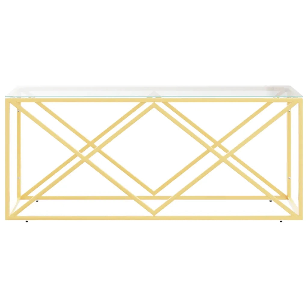Tavolino da Salotto 110x45x45 cm in Acciaio Inox e Vetro