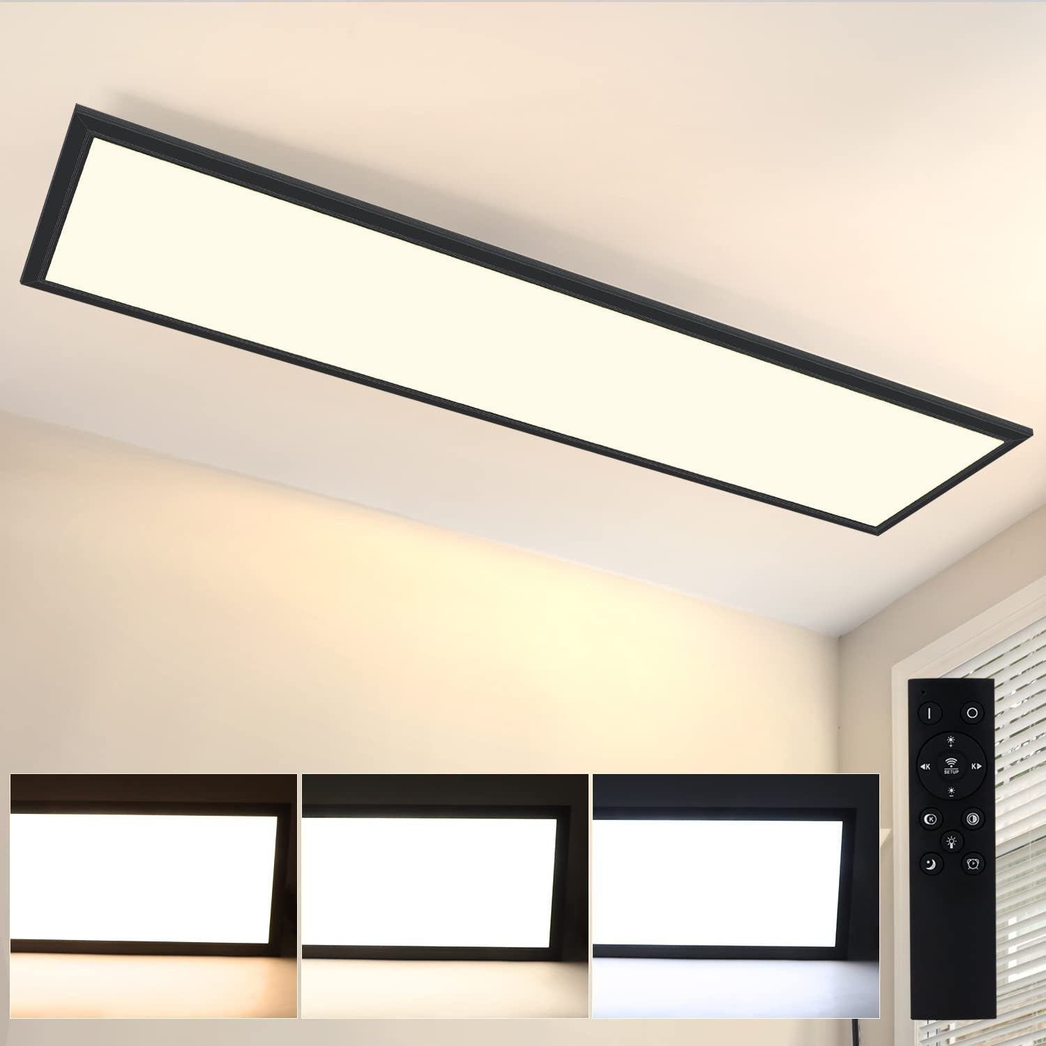 ZMH Lampada da soffitto plafoniera LED dimmerabile 120 cm telecomando