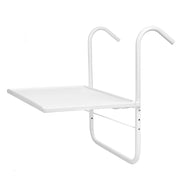 Tavolo da Balcone Pieghevole da Ringhiera 53x40 cm – Tavolino Salvaspazio Regolabile per Esterni, Struttura in Metallo Resistente,Altezza Regolabile per Ringhiera Terrazzo, Giardino e Appartamento  Bianco