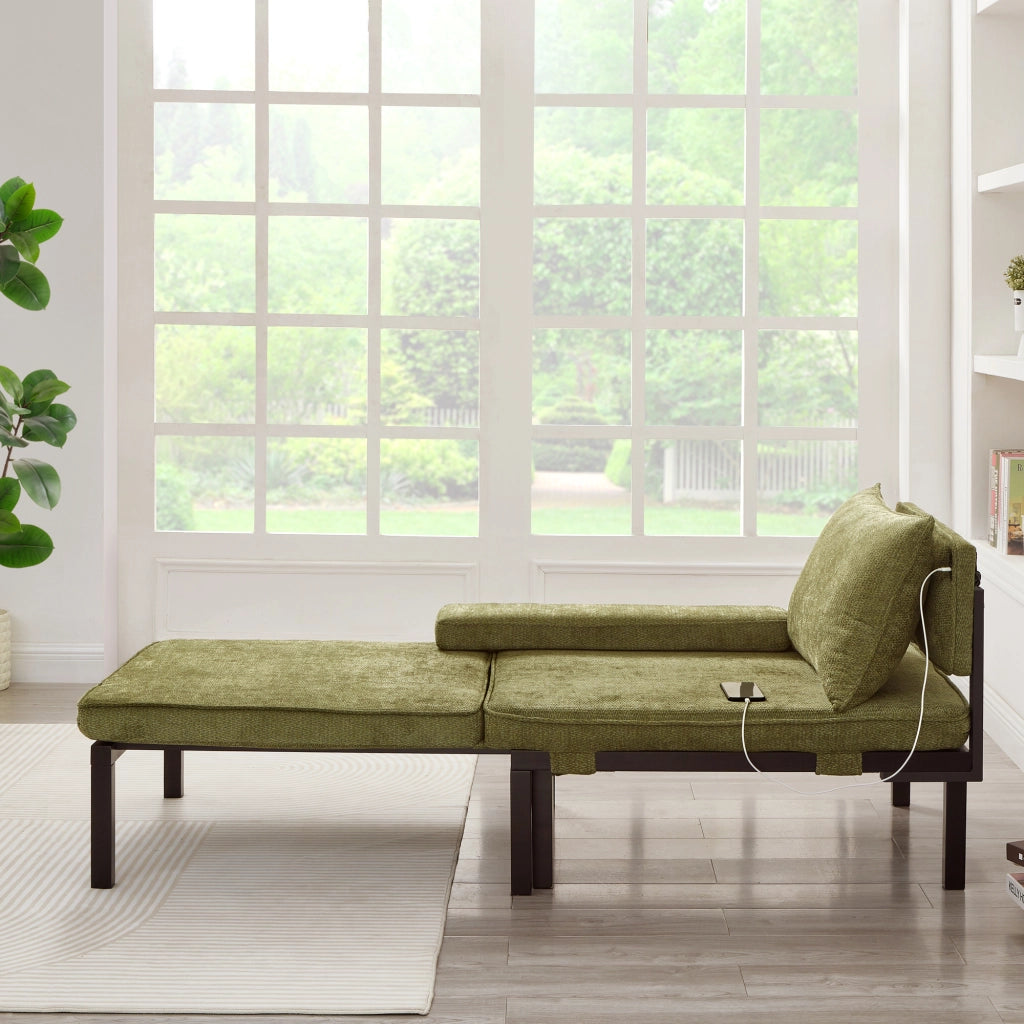 Divano letto pieghevole 2 in 1 con funzione letto, porte USB/Type-C, seduta estensibile, velluto verde