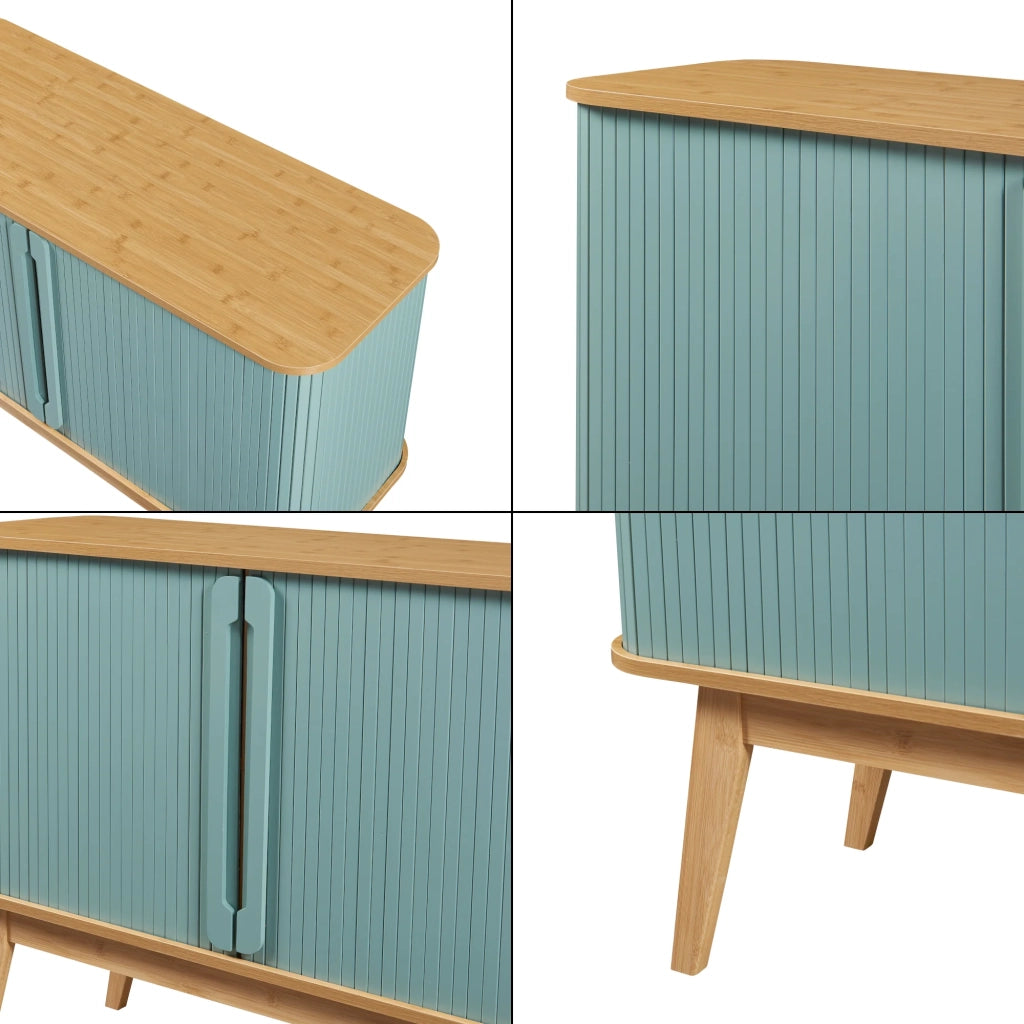 Credenza/cassettiera/mobile contenitore in bambù per soggiorno ingresso o camera da letto 110 x 40 x 80 cm blu naturale 03_0009046