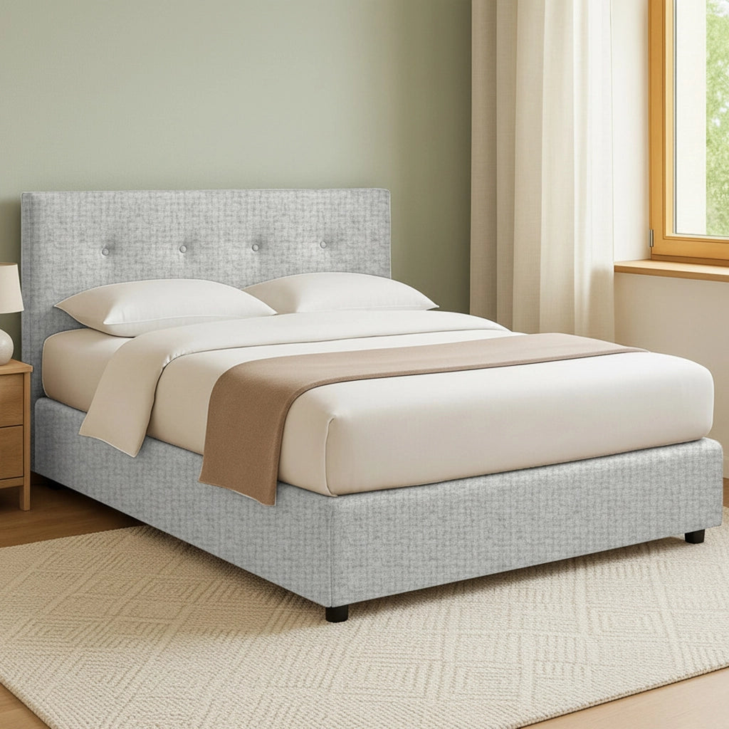 Preston, Letto Matrimoniale Sfoderabile Made in Italy, Grigio Chiaro