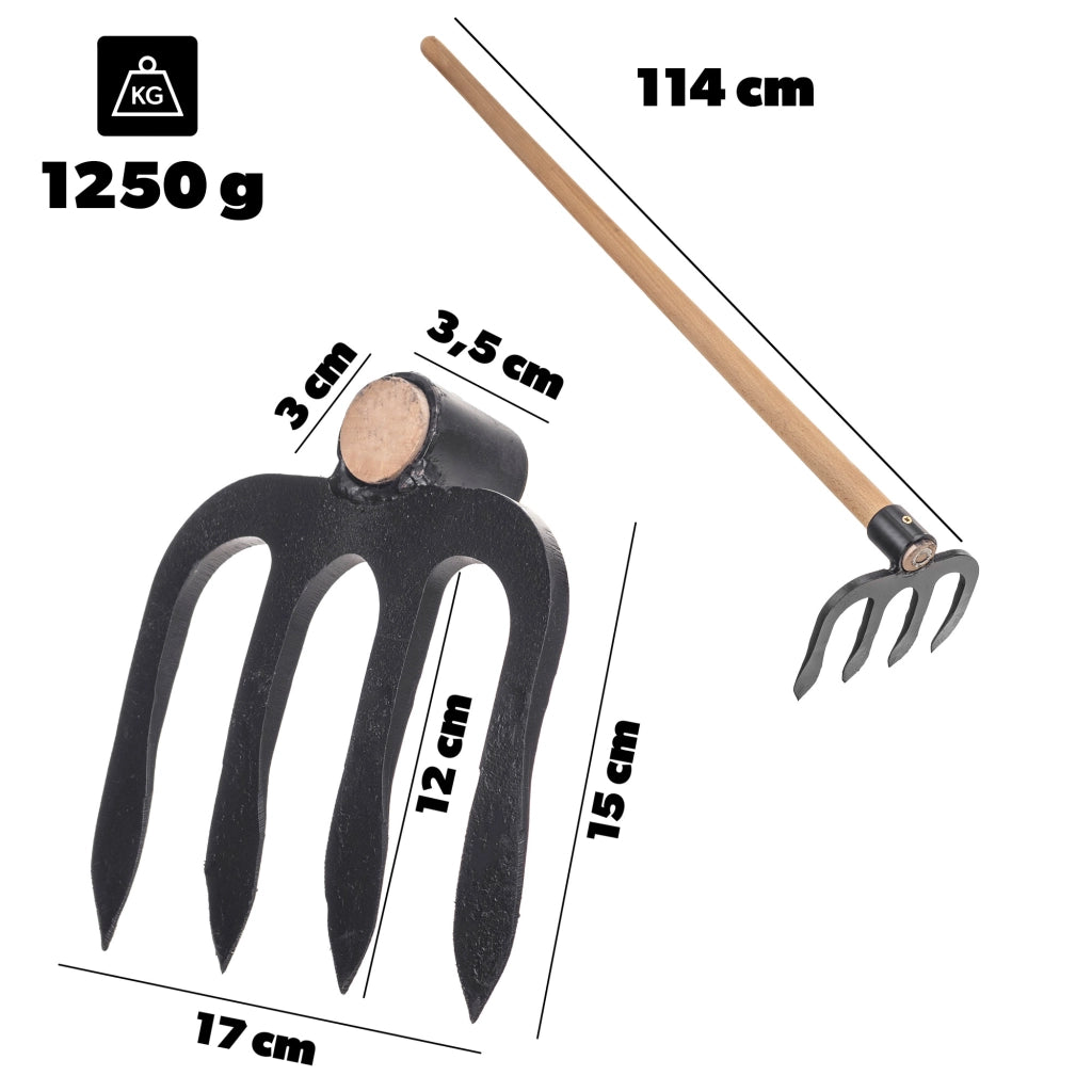 Zappa da giardino forgiata KADAX da 17 cm per diserbo con manico in acciaio di alta qualità