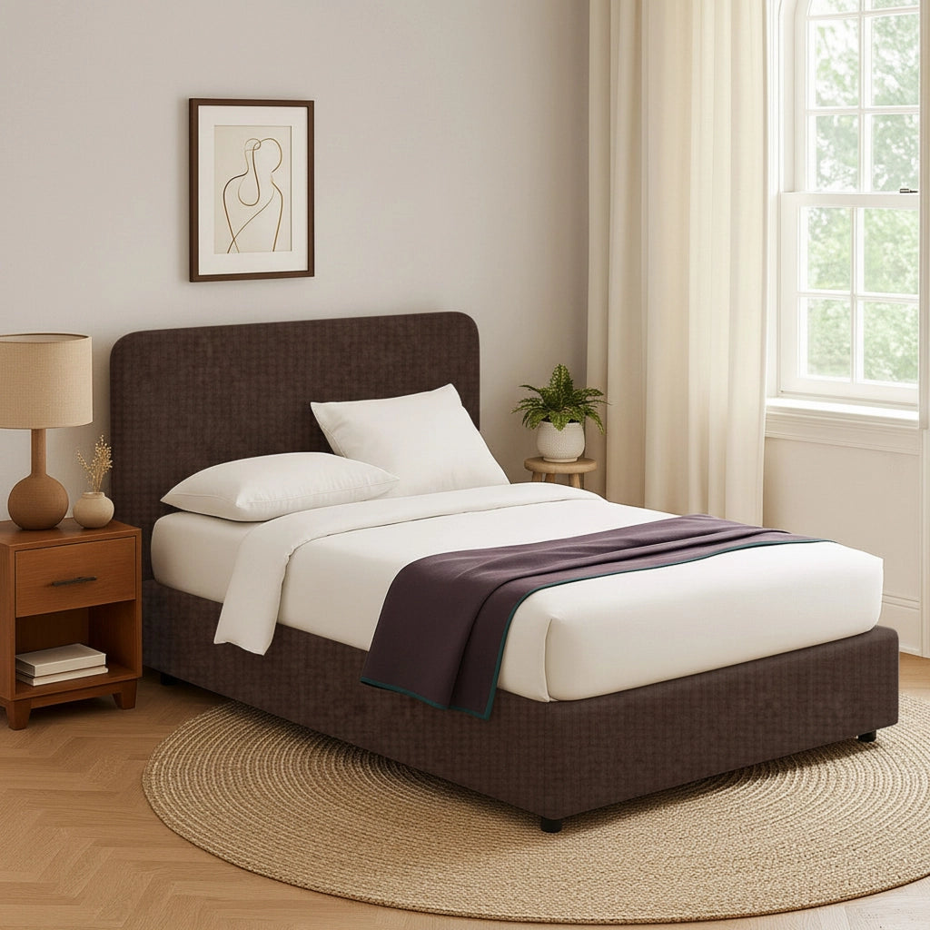 Slough, Letto Singolo Sfoderabile Made in Italy, Marrone