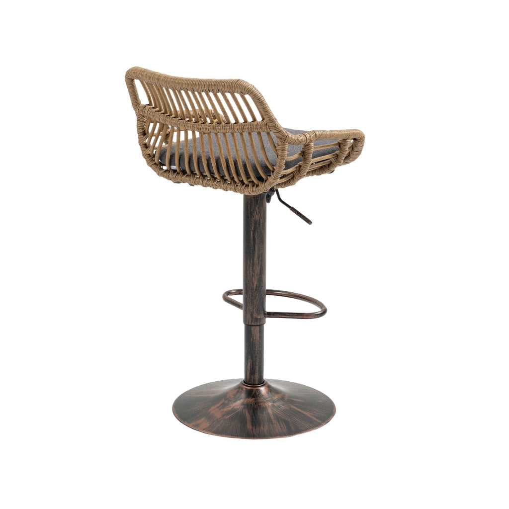 Sgabelli da Bar in Rattan Girevoli e Regolabili ¨C Xylo ¨C Set 2 Pezzi, Grigio, Moderno