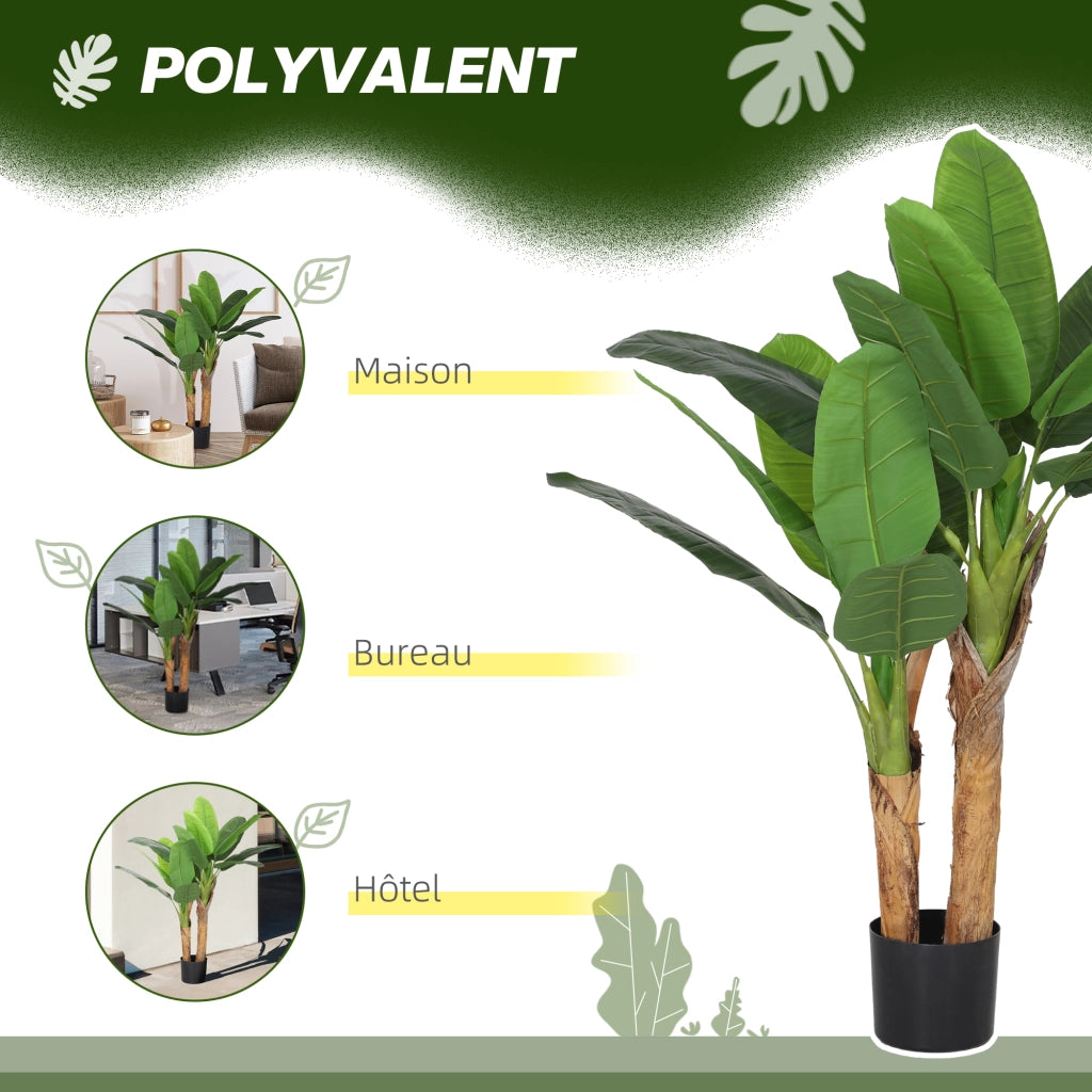 Pianta artificiale banano 120 cm ¨C zephmum ¨C verde vaso decorazione