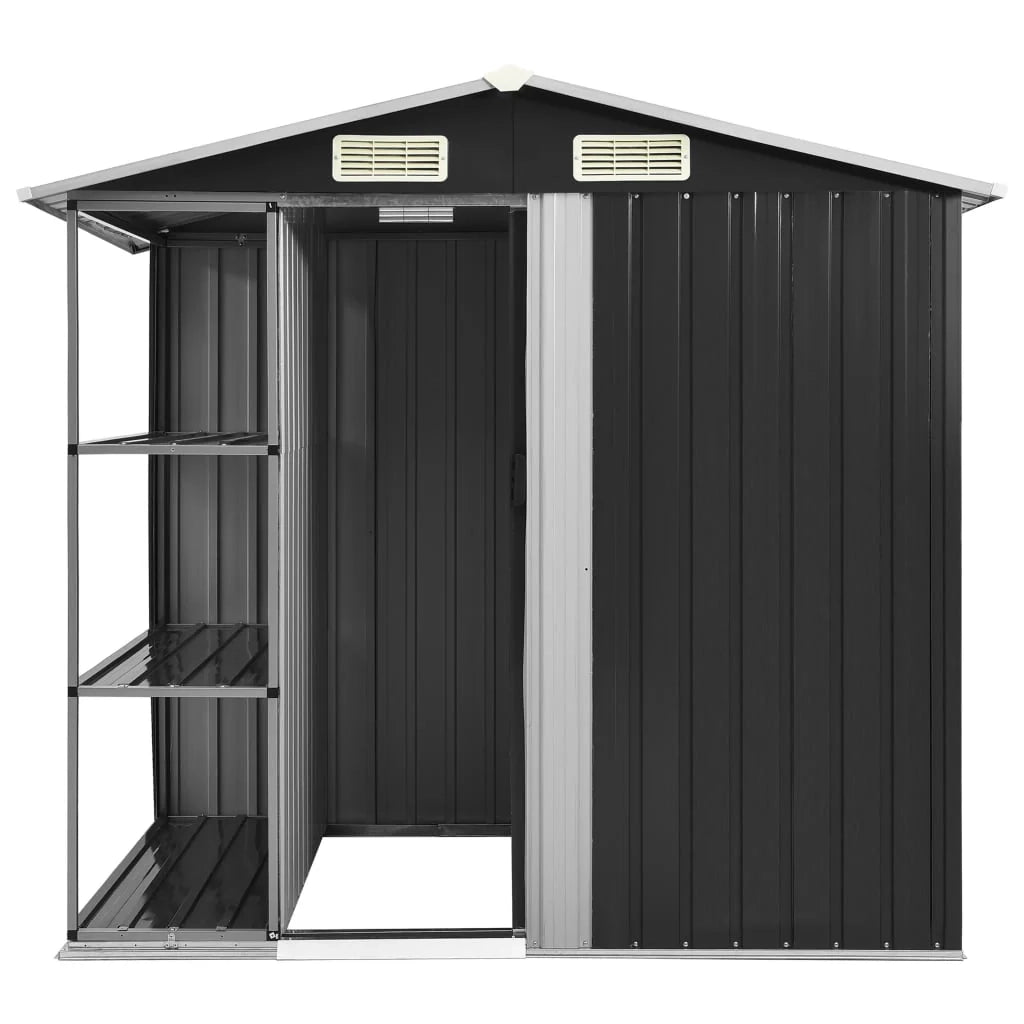 Casetta da giardino cabina ripostiglio casetta da esterno robusta casetta per attrezzi con ripiano 205 x 130 x 183 cm ferro grigio 02_0022222