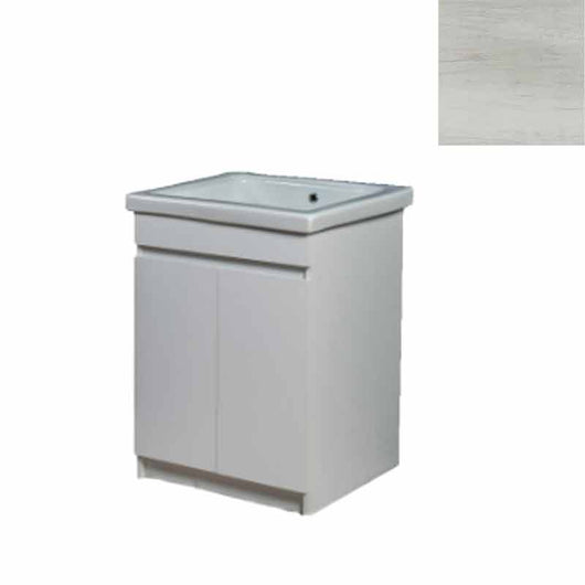 Mobile Lavatoio in Ceramica 2 Ante e Strofinatoio Integrato 60x60x86A cm Olmo Bianco