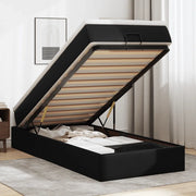 Struttura Letto Pouf con Materasso Nero 80x200 cm Similpelle