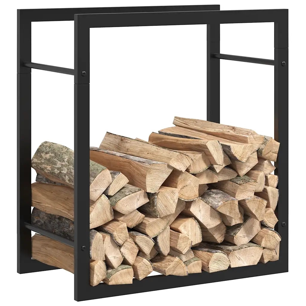 Portalegna Nero Opaco 50x28x56 cm in Acciaio 350304