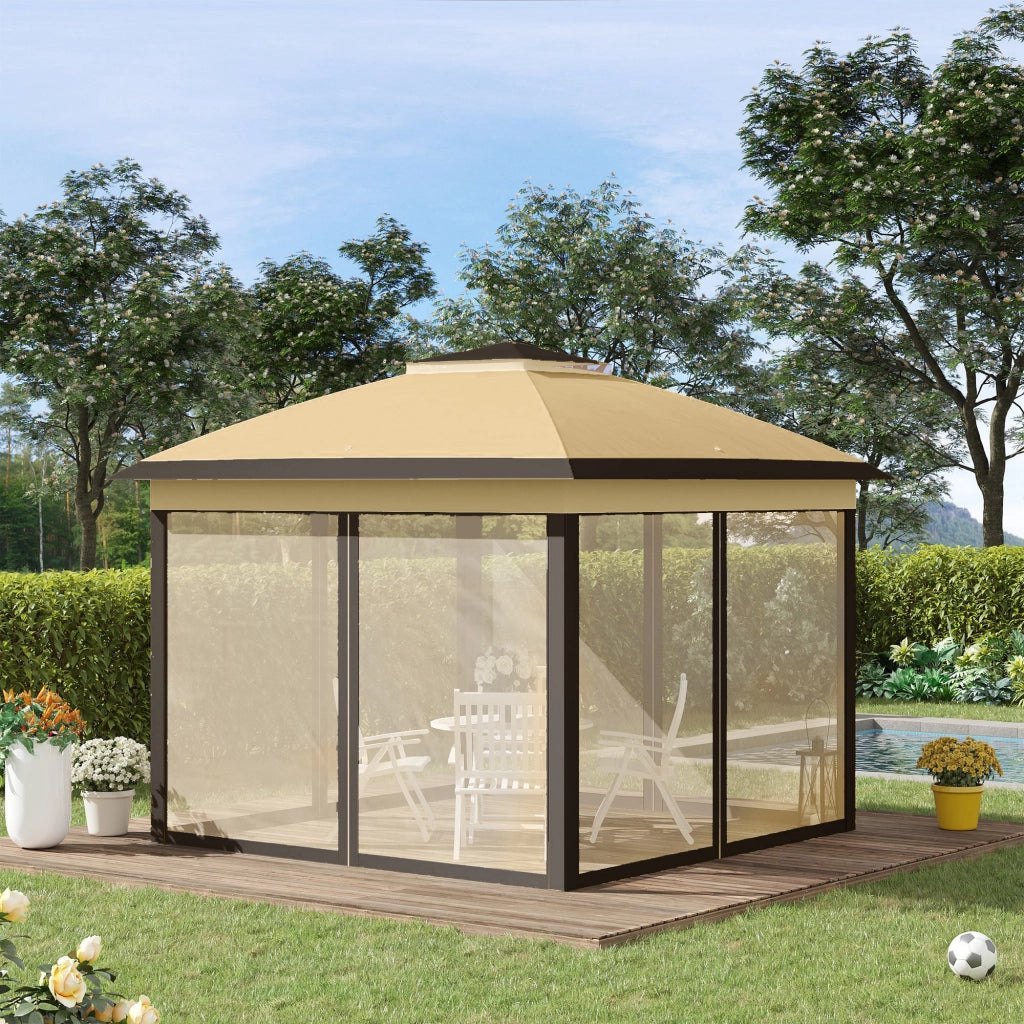 Gazebo Pieghevole 3.3x3.3 m con Zanzariera ¨C zephmum ¨C Beige