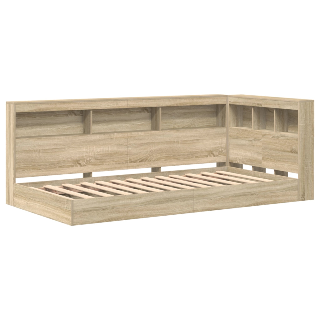 Letto con libreria rovere di Sonoma 75x190 cm legno ingegnerizzato