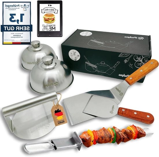Set di Cottura per Burgers - 6 pezzi - acciaio inossidabile - con ricette inclusa