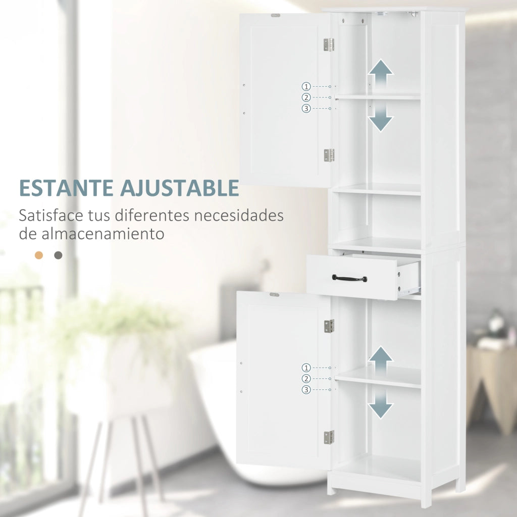 Colonna Bagno con Ante e Cassetto ¨C Zephmum ¨C Bianco 40x30x164 cm