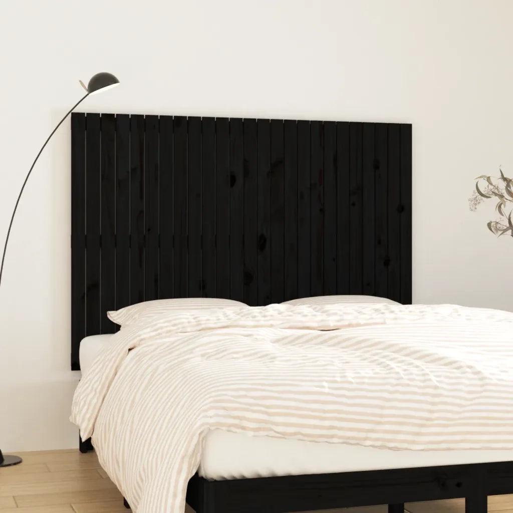 Testiera | Testata da Parete Nera 159,5x3x110cm in Legno Massello di Pino