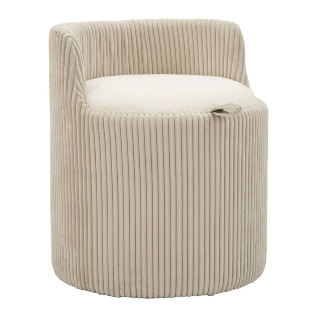 Pouf Dublino in tessuto bianco con contenitore