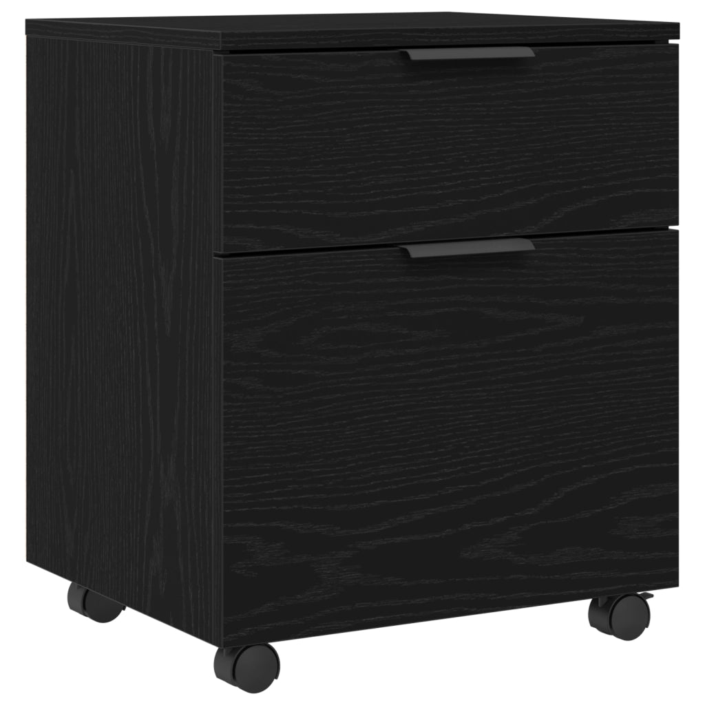 Armadio Mobile con Ruote  Nero Rovere 45x38x54 cm