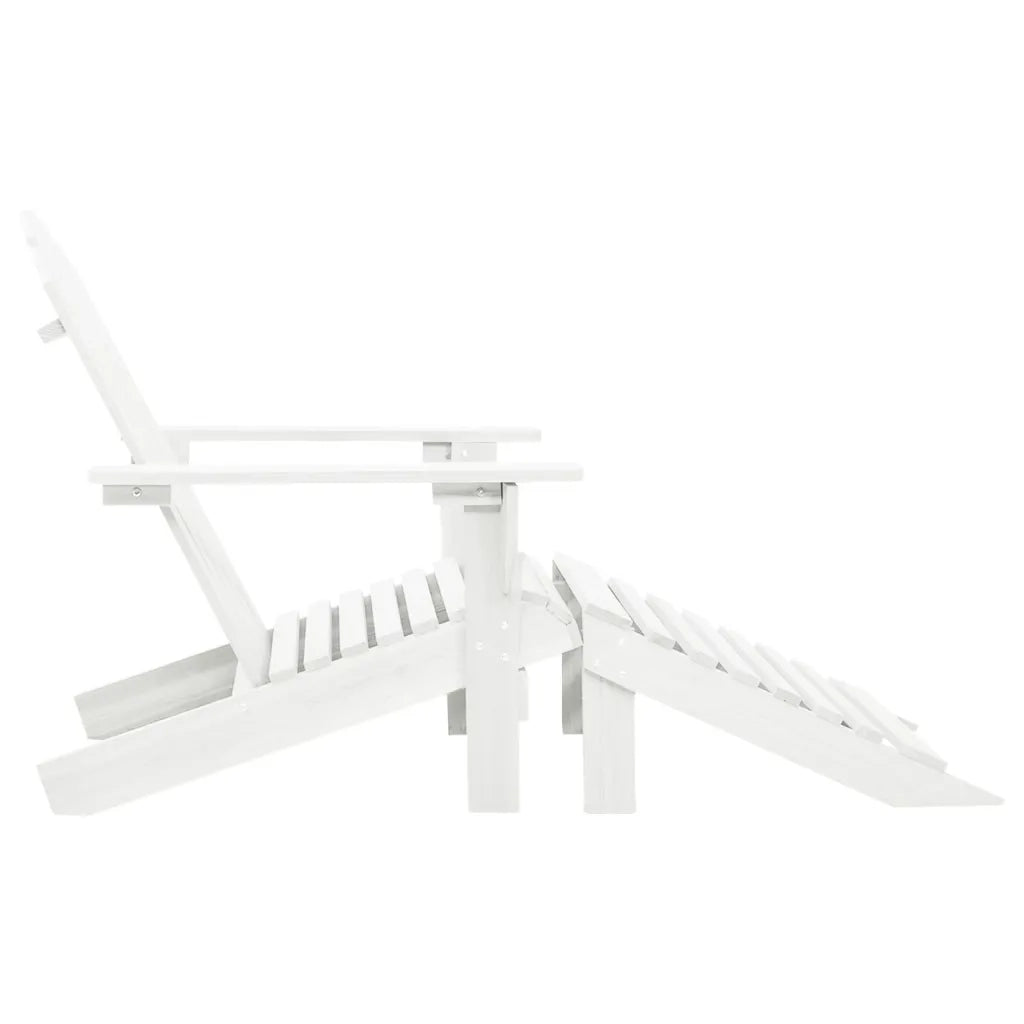 Sedia da Giardino-Sedia da esterno con Poggiagambe in Legno Bianco