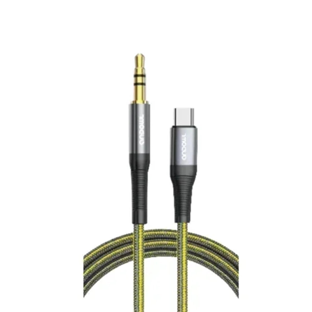 Trade Shop - Cavo Audio Maschio Da Type-c A Jack Aux 3,5 Mm Da 1 Mt Intrecciato In Nylon Q-yp60 -