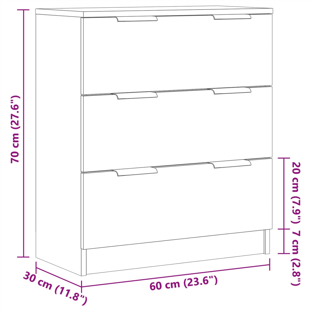 vidaXL Credenza Rovere Artigianale 60x30x70 cm in Legno Multistrato