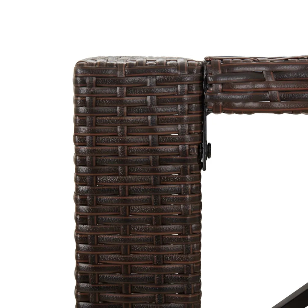 Tavolo Bar con Piano in Vetro Marrone 145x80x110 cm Polyrattan 362596