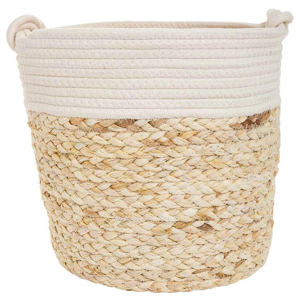 Cestino in fibra naturale e cotone marrone D32x31