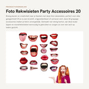Accessori per fotobox 20 pezzi - Bocche e labbra divertenti - Accessori per party - Kit DIY con bastoncini in legno