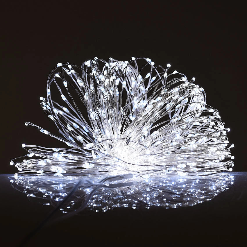 CATENA LUMINOSA DA ESTERNO CON 600 MICROLED BIANCHI - ILLUMINAZIONE FESTIVA PERFETTA PER DECORAZIONI NATALIZIE EVENTI E GIARDINI