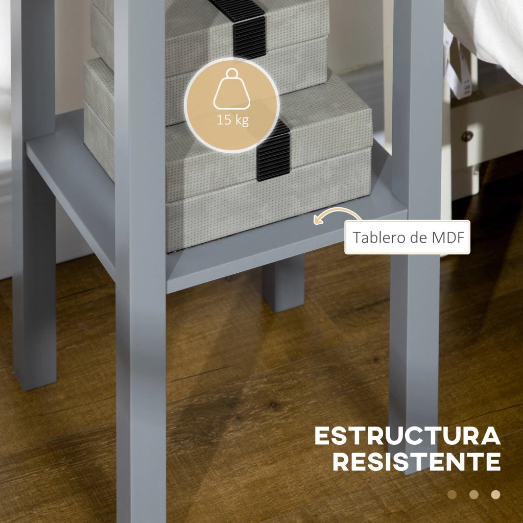 Tavolino Moderno con Cassetto e Ripiano ¨C Zephmum ¨C Grigio 30x30x75 cm