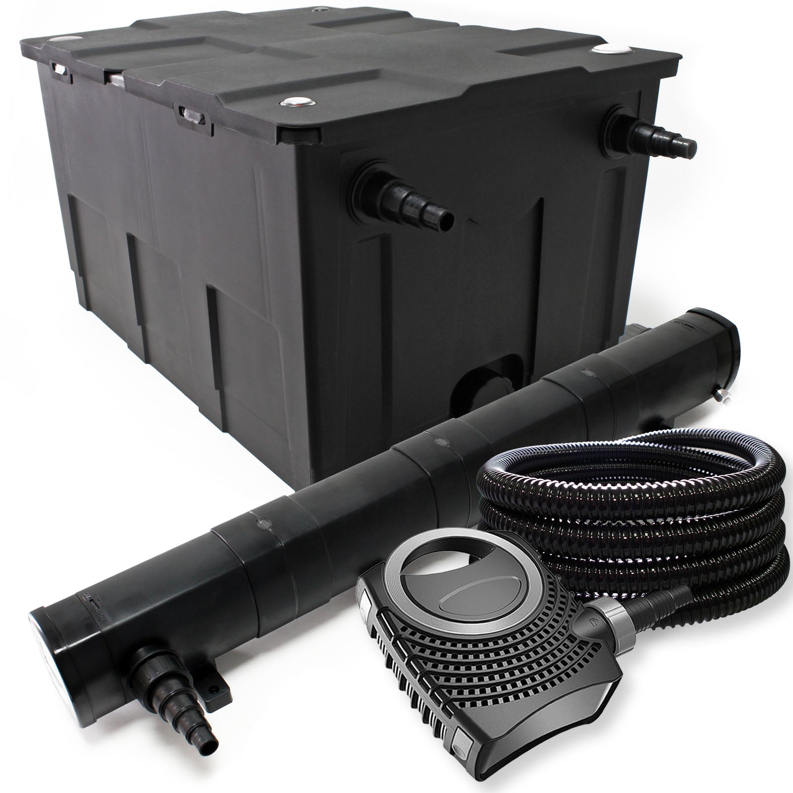 Set filtrante: Filtro bio per laghetto 60000l con Chiarificatore UVC 72W Pompa e Tubo 25m