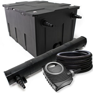 Set filtrante: Filtro bio per laghetto 60000l con Chiarificatore UVC 72W Pompa e Tubo 25m