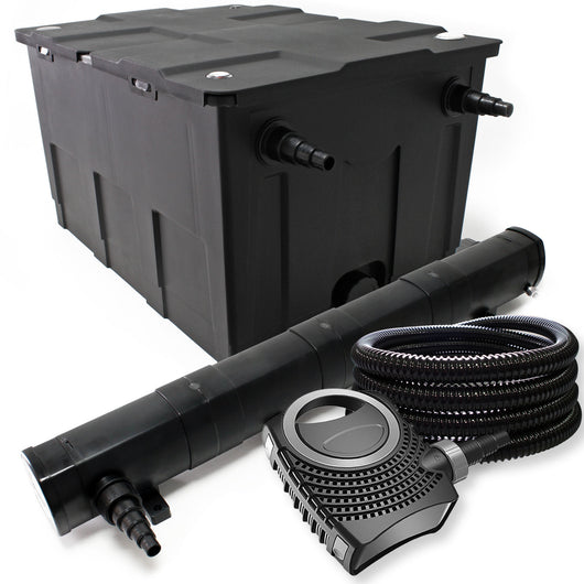 Set filtrante: Filtro bio per laghetto 60000l con Chiarificatore UVC 72W Pompa e Tubo 25m