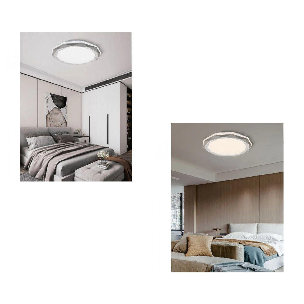 Trade Shop - Plafoniera Led 46w Dimmerabile Con Superfice Sfaccettata Luce 6500k 4000k -