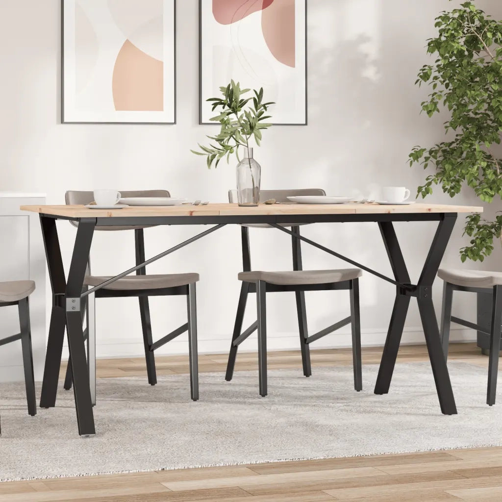 Tavolo da Pranzo Telaio a Y 160x80x75 cm Legno Pino e Acciaio