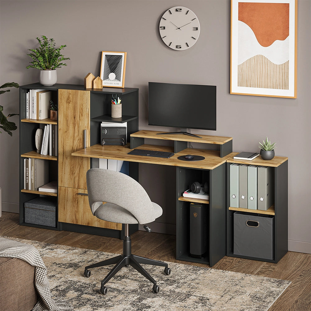Vicco set scrivania Antracite/Rovere dorato 150 x 59 cm Set di 5