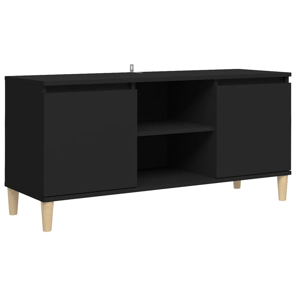 Mobile TV multimediale scaffale TV credenza mobile TV per sala da pranzo soggiorno camera da letto con gambe in legno massello 103,5 x 35 x 50 cm nero 02_0026845